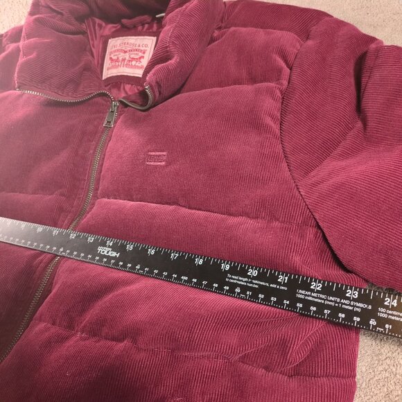 Levi’s Strauss Mens XL Corduroy Puffer Jacket Burgundy Maroon Winter - Picture 7 of 11